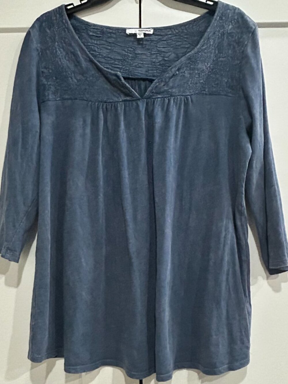 Sonoma Goods for Life Blue Lace Yoke V-Neck Top Women’s Large